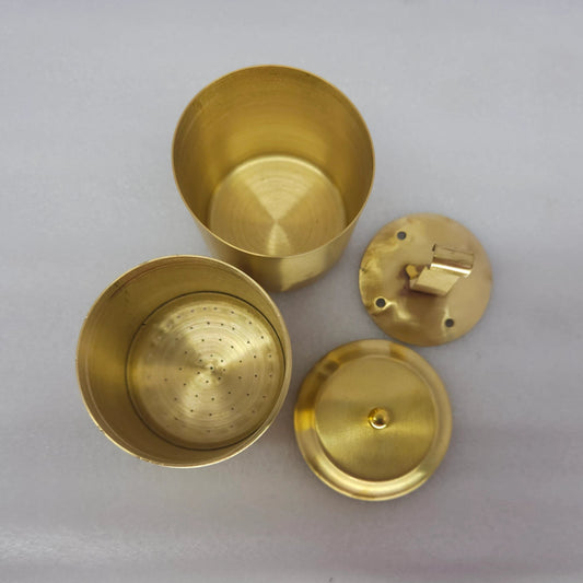 Kumbakonam Filter Coffee Maker Side View - Traditional Brass with Matt Finish Design