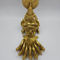 Overhead drone view of the 6.160kg Surya Bhagavan brass chariot showcasing the seven horses bound by interlocking chains, charioteer Aruna, and the throne