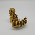 Front-right 45-degree angle zoom focusing on the curves of the horse steeds and the antique gold finis