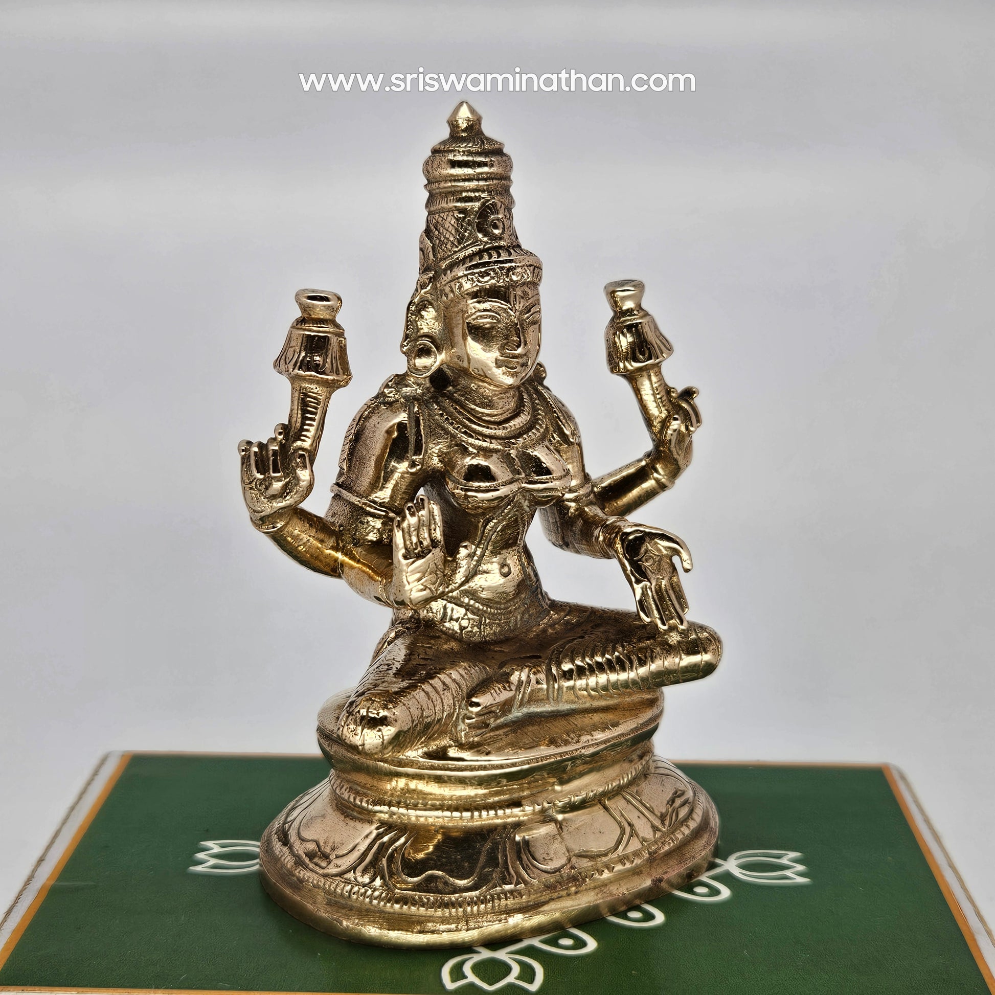 Lakshmi 3 Inch Panchaloha Side View - Diwali Goddess Idol - Traditional Brass Statue