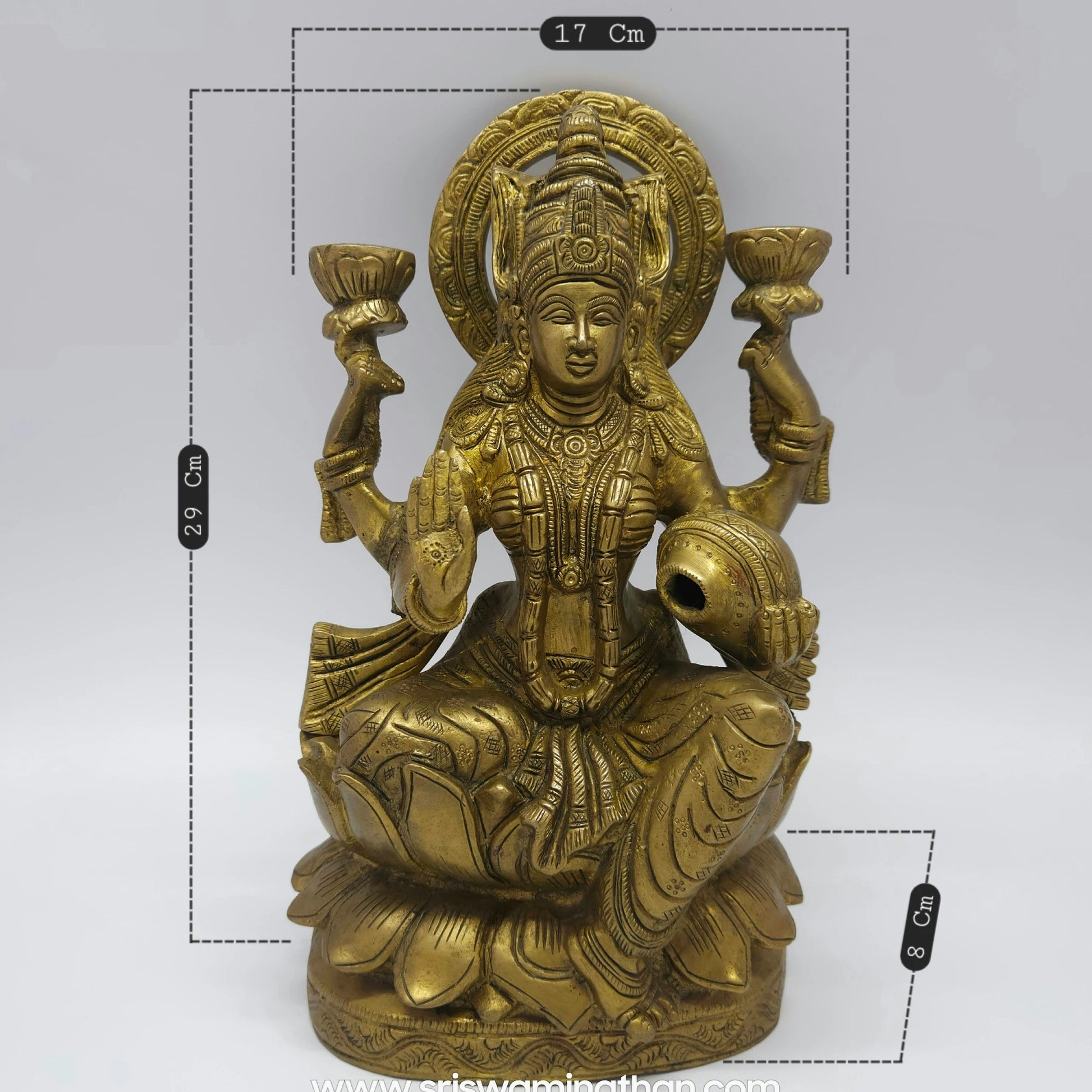 Lakshmi Brass Idol Dimensions 29x17x8cm 5.1kg Weight