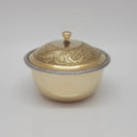 Front perspective view of the 250ml big variant pure brass traditional serving bowl showcasing the beaded rim detail and polished gold exterior