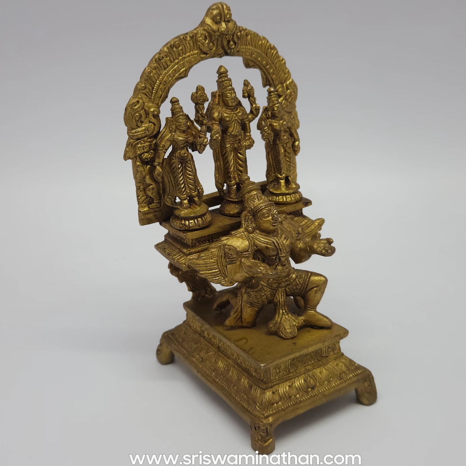 Lord Vishnu Garuda Brass Idol Left Angle Sri Swaminathan Authentic