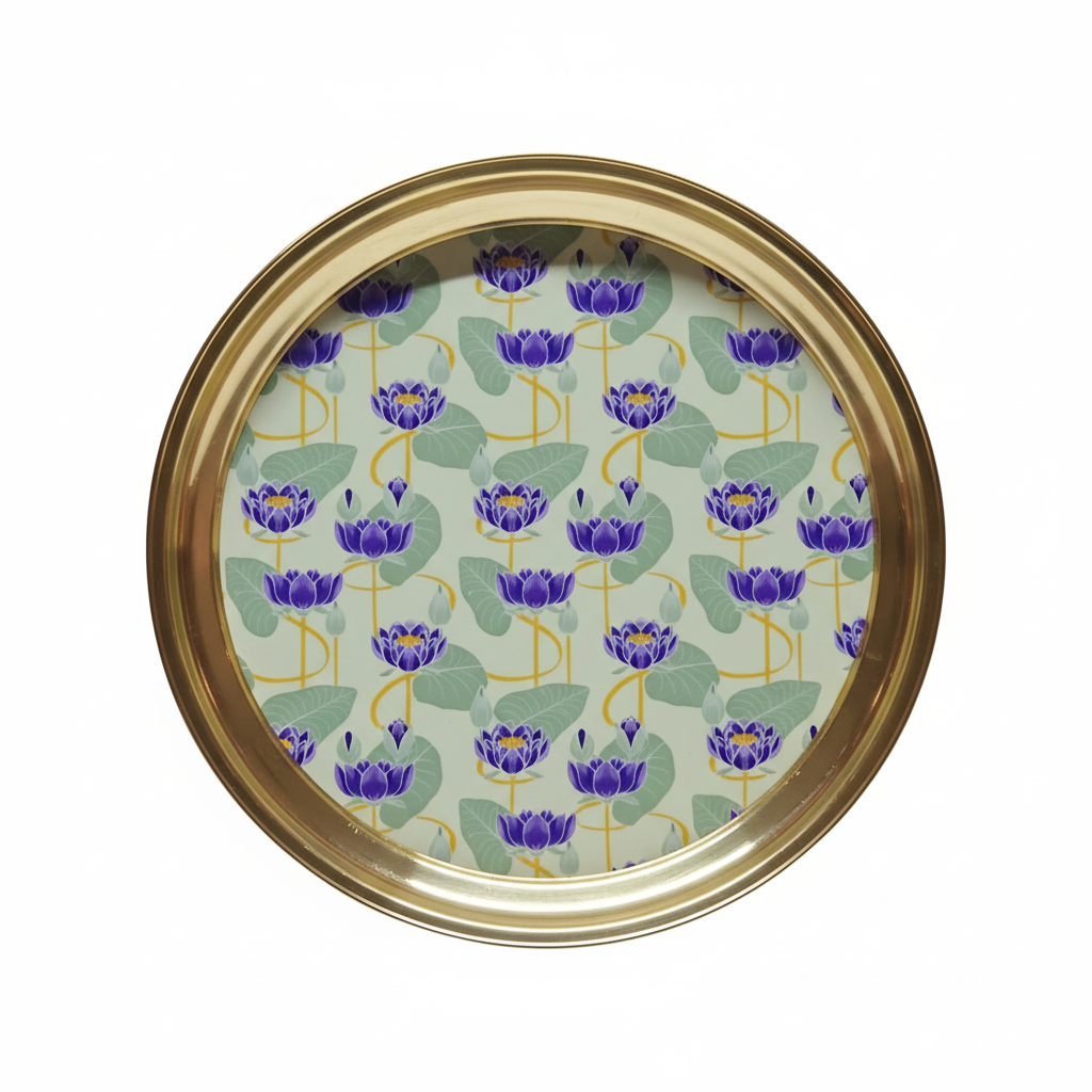 Lotus Brass Thali - White Background