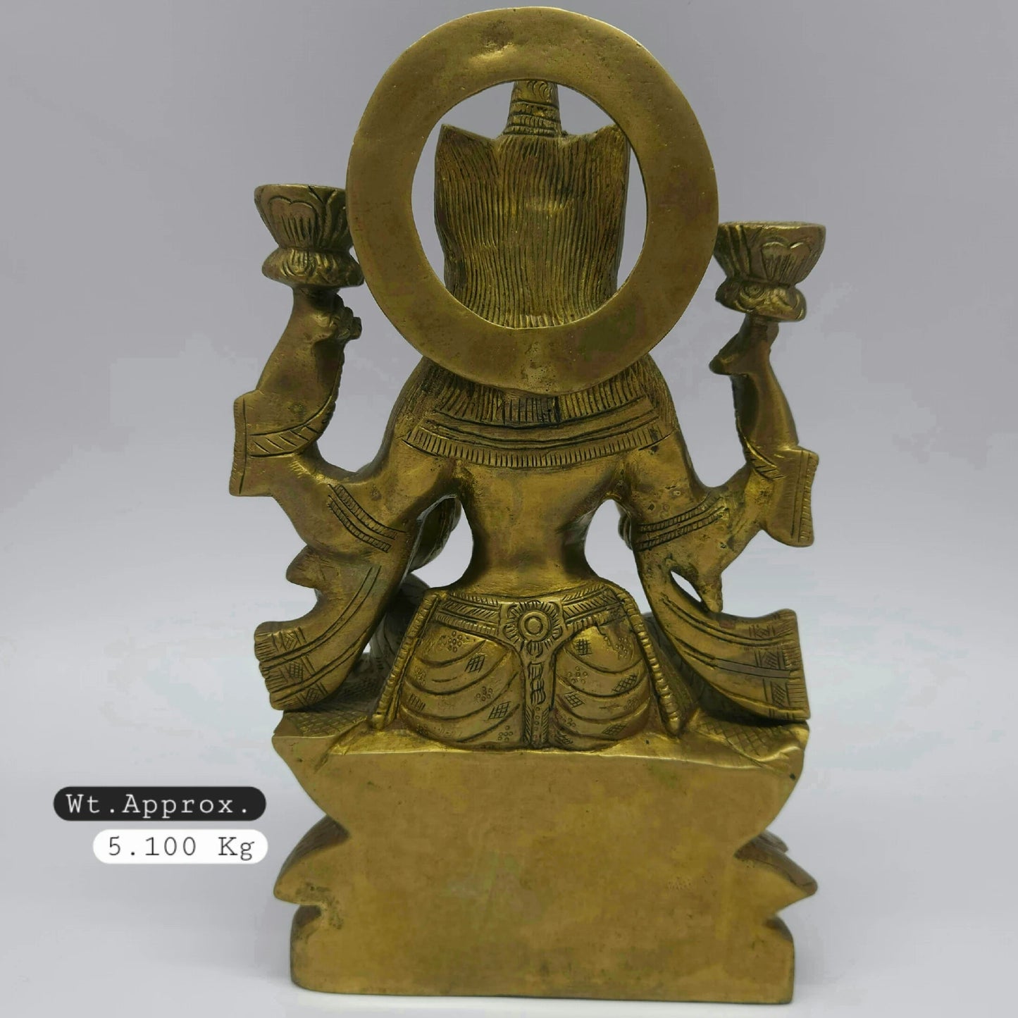Maa Laxmi Brass Statue Side View 29cm Tamil Nadu