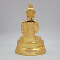 Rear profile showcasing the fluid robe folds and flawless mirror-gold luster of the 1.75kg luxury decorative brass sculpture
