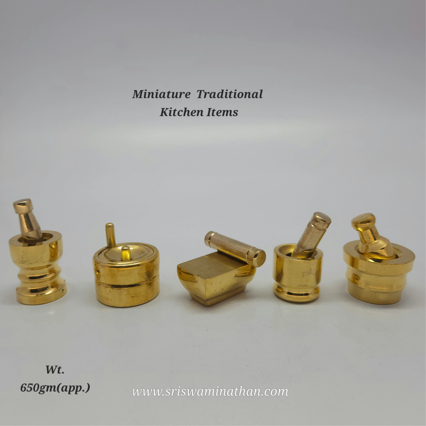 Miniature Brass Grinding Tools - Ammi Ural Kodakkal Thirugu 1.5 Inch - Nichayathartham Ceremony Gift