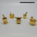 Miniature Brass Wedding Gift Set Side View - Traditional Kitchen Tools - Housewarming Blessing