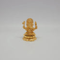 Front view of the 2-inch gold powder-coated brass Ganesha sitting lotus decorative figurine by Sri Swaminathan & Co