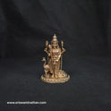 Peacock Vahana and ornate lotus peetham base of 4 inch Murugan Panchaloha Statue — Kumbakonam craftsmen, Sri Swaminathan & Co
