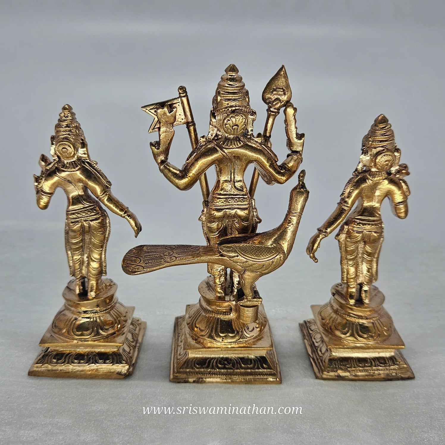 Murugan Valli Deivanai Back View - Traditional South Indian Temple Iconography - Sri Swaminathan