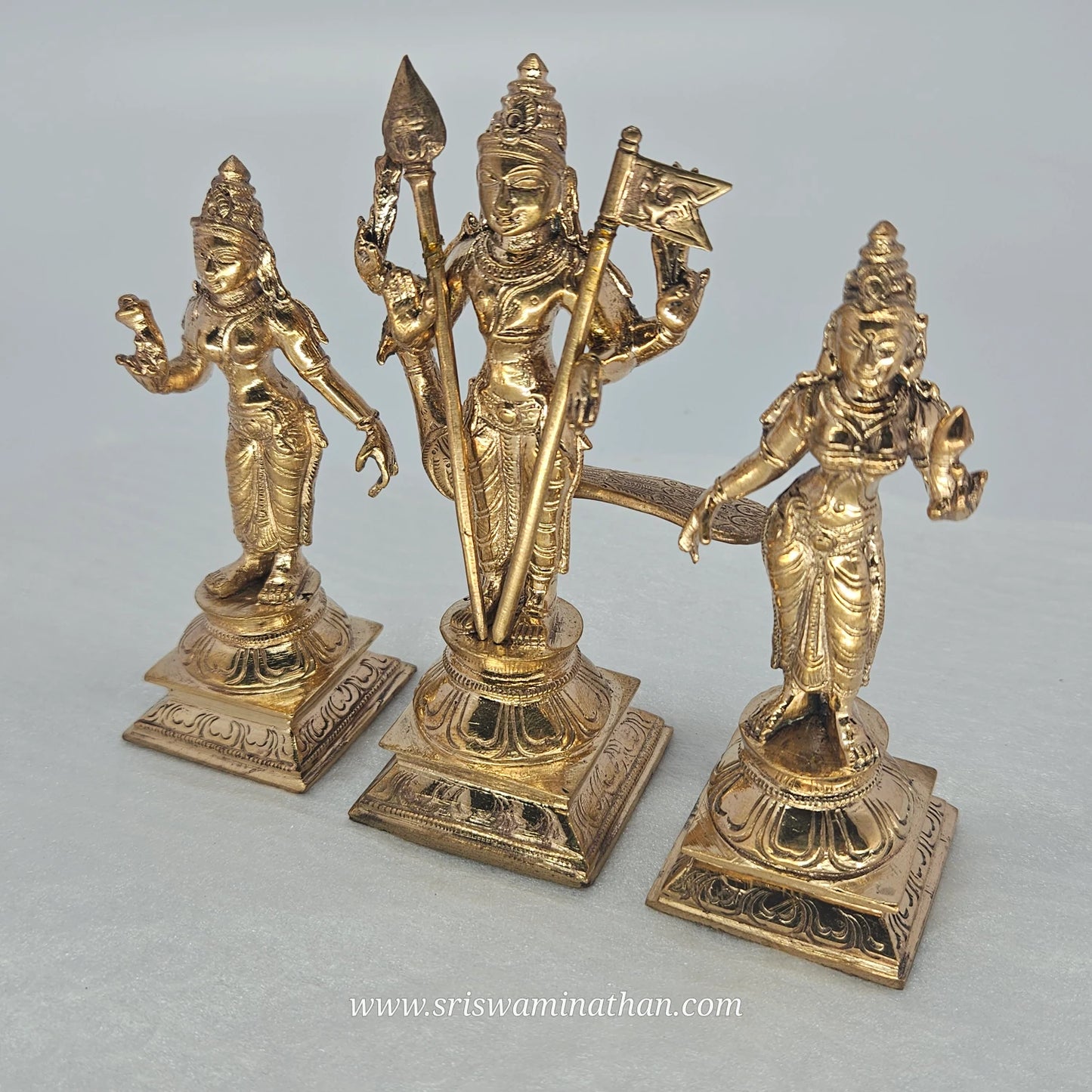 Murugan Valli Deivanai Front View - Subramanya Swamy with Divine Consorts - Thaipusam Puja Idol
