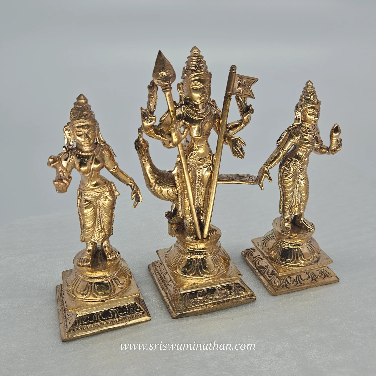 Murugan Valli Deivanai Side View - Lord Kartikeya with Peacock Vahana - Authentic Panchaloha 600g