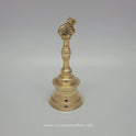 Side view of Nandhi brass bell showcasing traditional temple design and divine sound quality