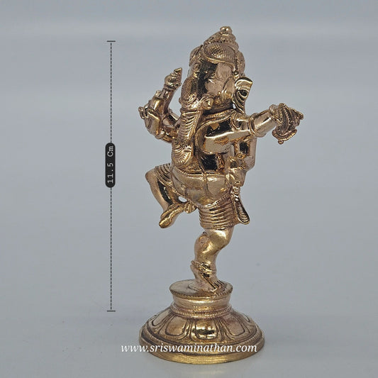 Nataraj Vinayagar Panchaloha Side View - Dancing Ganesha Four Arms - Authentic Five-Metal 300g