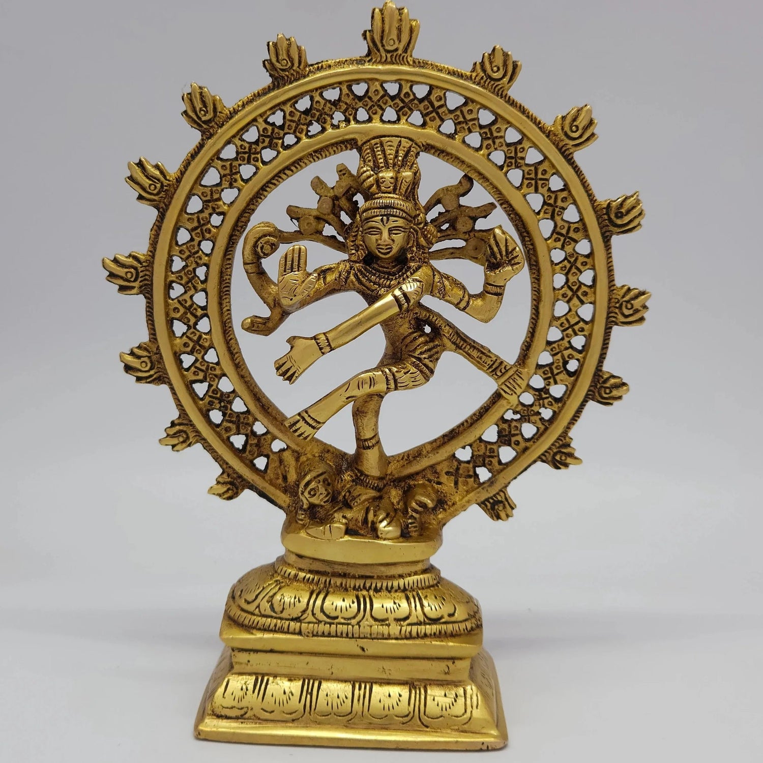 Nataraja Brass Antique Finish Front View — Premium Cosmic Dance Statue, Hand-Cast in Kumbakonam