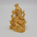 Pagdi Ganpati Golden Ganesha Idol Front View 10.5cm Brilliant Gold Finish