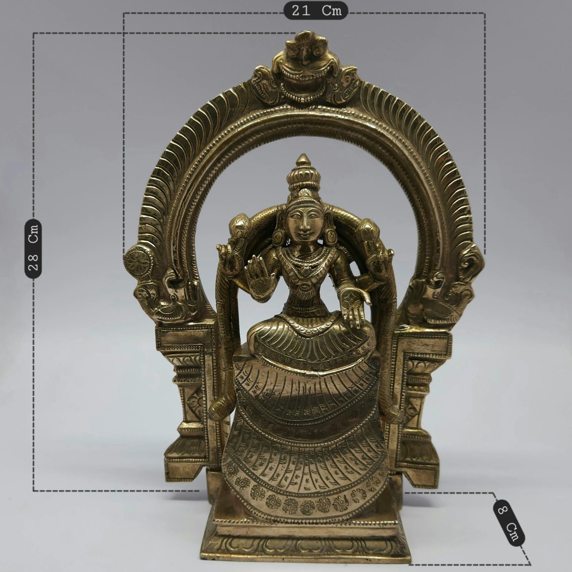 Panchaloha Padmavati Thayar Idol Dimensions 21cm Width 28cm Height 8cm Depth