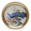 Peacock Floral Brass Thali - White Background