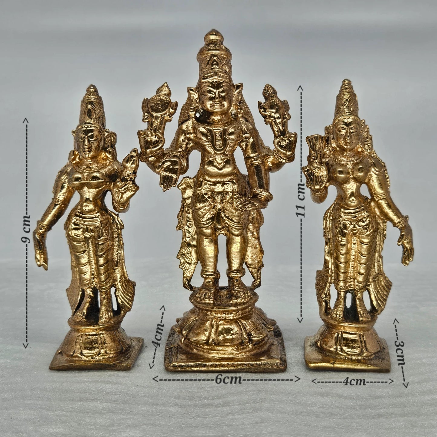 Perumal Thayar Set Complete - Three Deity Panchaloha - Vishnu Sridevi Boodevi - Sri Swaminathan