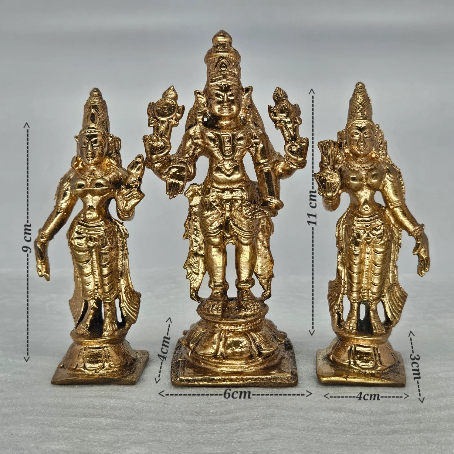 Perumal Thayar Set Complete - Three Deity Panchaloha - Vishnu Sridevi Boodevi - Sri Swaminathan