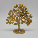 Premium Brass Parijata wish-fulfilling tree statue 6 inch 16cm height back pose rear view showing reverse profile of open branch canopy and antique worship approval