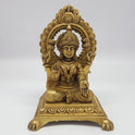 Premium Antique Brass seated Alamelu Mangai Padmavathi Devi statue with integrated prabhavali arch 18.5cm height front profile view clarifying identical names size guide