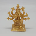 Front view of the 8cm premium gold powder-coated brass Ashta-Bhuja Varahi Amman showpiece on a square pedestal for home decor.