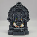 Premium Black stone finish Vinayagar statue Malaikottai Ucchi Pillayar style integrated temple arch 19.5cm height front profile view vinayagar chaturthi size guide