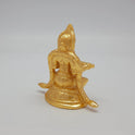 Premium Brass Goddess Annapoorani statue 3 inch 8.5cm 45-degree rear right corner view focusing on extended peedam with garland details