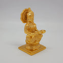 Premium Brass Goddess Annapoorani statue 5-inch 12cm 45-degree front right corner view focusing on double tiered square base details