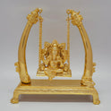Premium Brass Ganesha Jhula swing statue with mooshika 27cm height 26cm length 10.5cm depth front Clear View