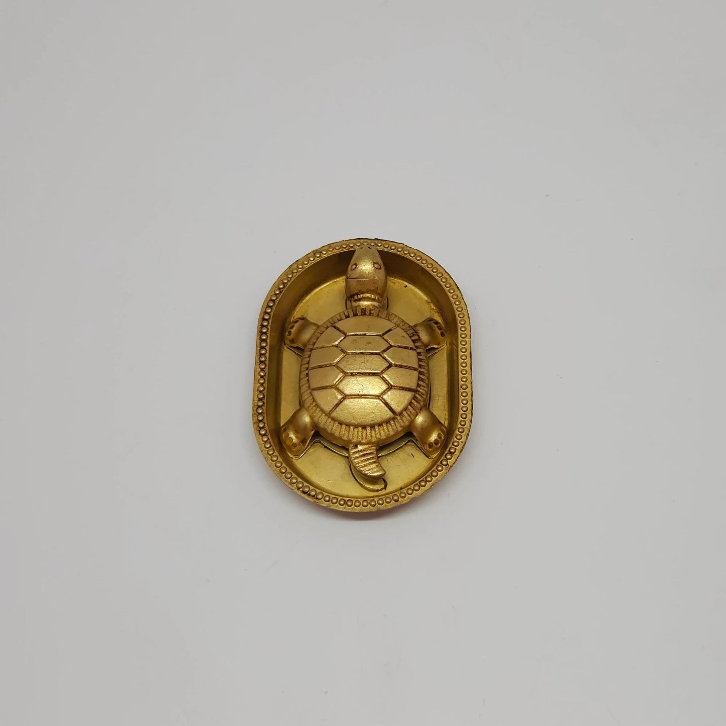 Premium Brass Kurma Tortoise with sacred numerology yantra plate top angle view