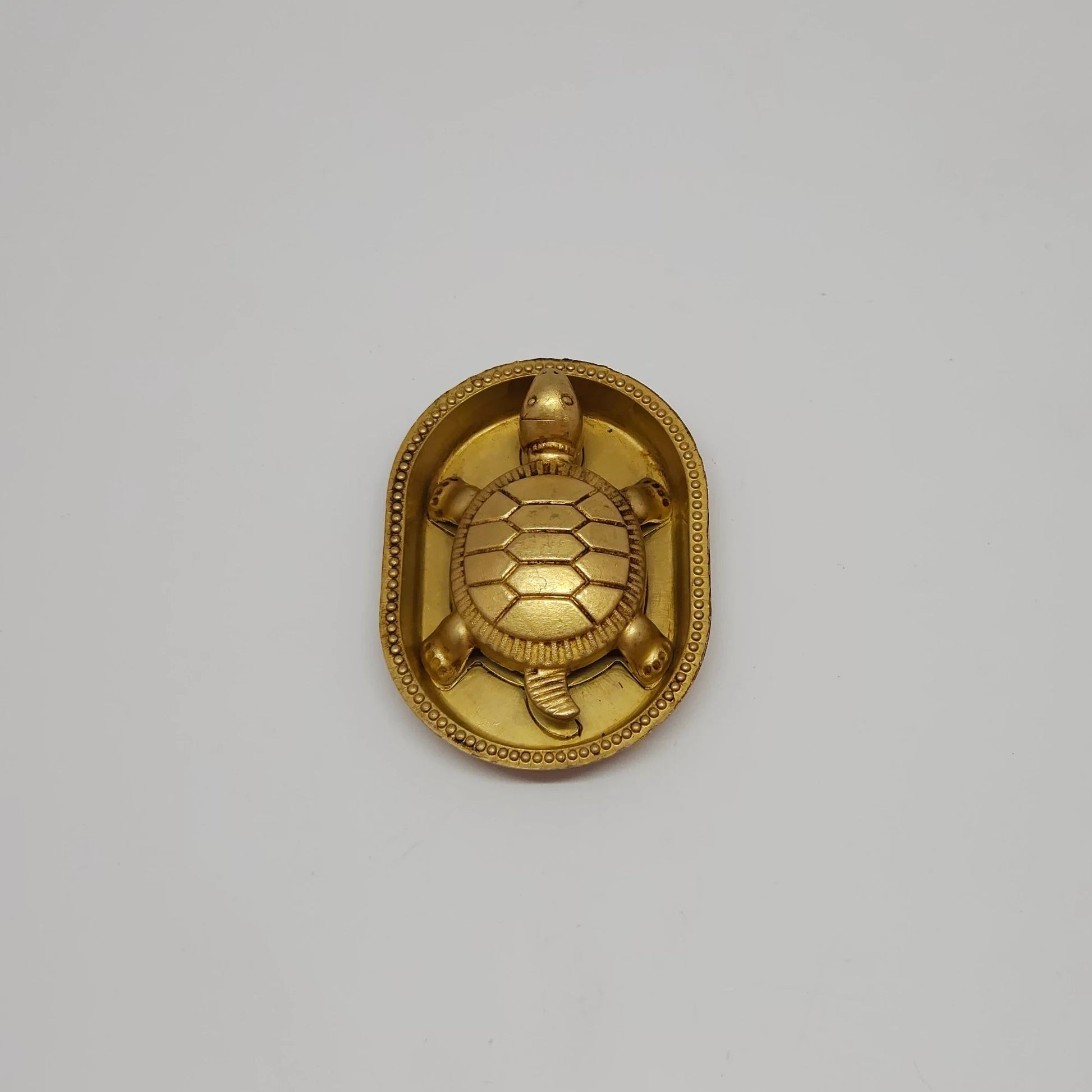 Premium Brass Kurma Tortoise with sacred numerology yantra plate top angle view