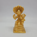 Premium Brass Lakshmi Narasimha statue seated on coiled adisesha serpent canopy 5 inch 13cm height 5.5cm length 5cm depth front profile size guide