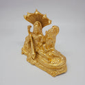 Premium Brass Lakshmi Narayana statue 8-inch 20cm 45-degree front right corner view focusing on goddess lakshmi seated posture near feet