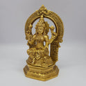 Premium Brass Mahalakshmi Statue with prabhavali arch 45 degree right side angle view