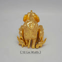 Premium Brass Matriarch Gaja elephant statue 10cm width back view showing protective Naga serpent on spine and rear calves