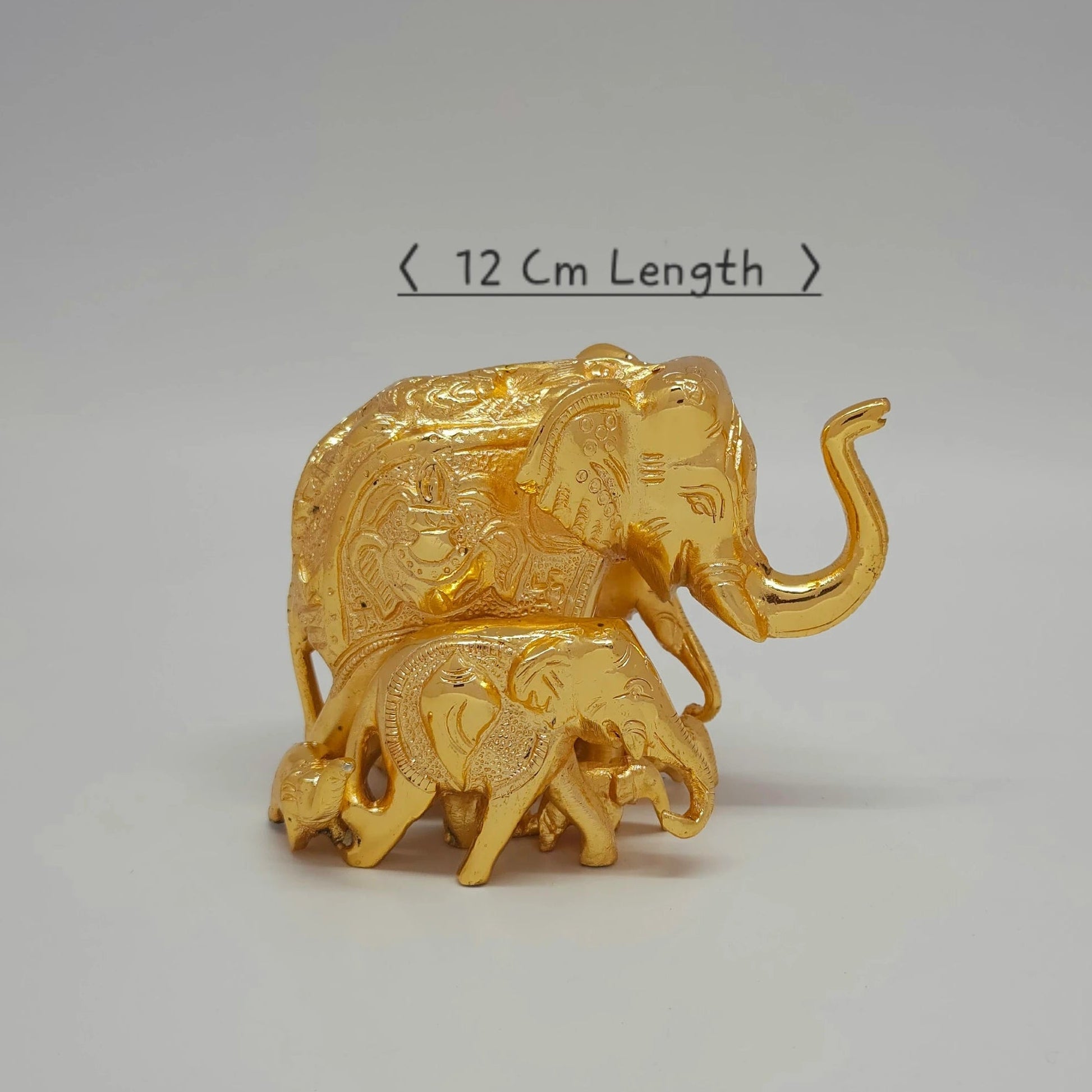 Premium Brass Matriarch Gaja elephant statue with 6 calves  right side view showing fine traditional chiseling