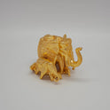 Premium Brass Matriarch Gaja elephant statue with 6 calves 45 degree right side angle view showing fine traditional chiseling