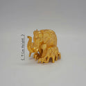 Premium Brass Matriarch Gaja elephant statue with 6 calves 45 degree left side angle view showing mirror gold luster
