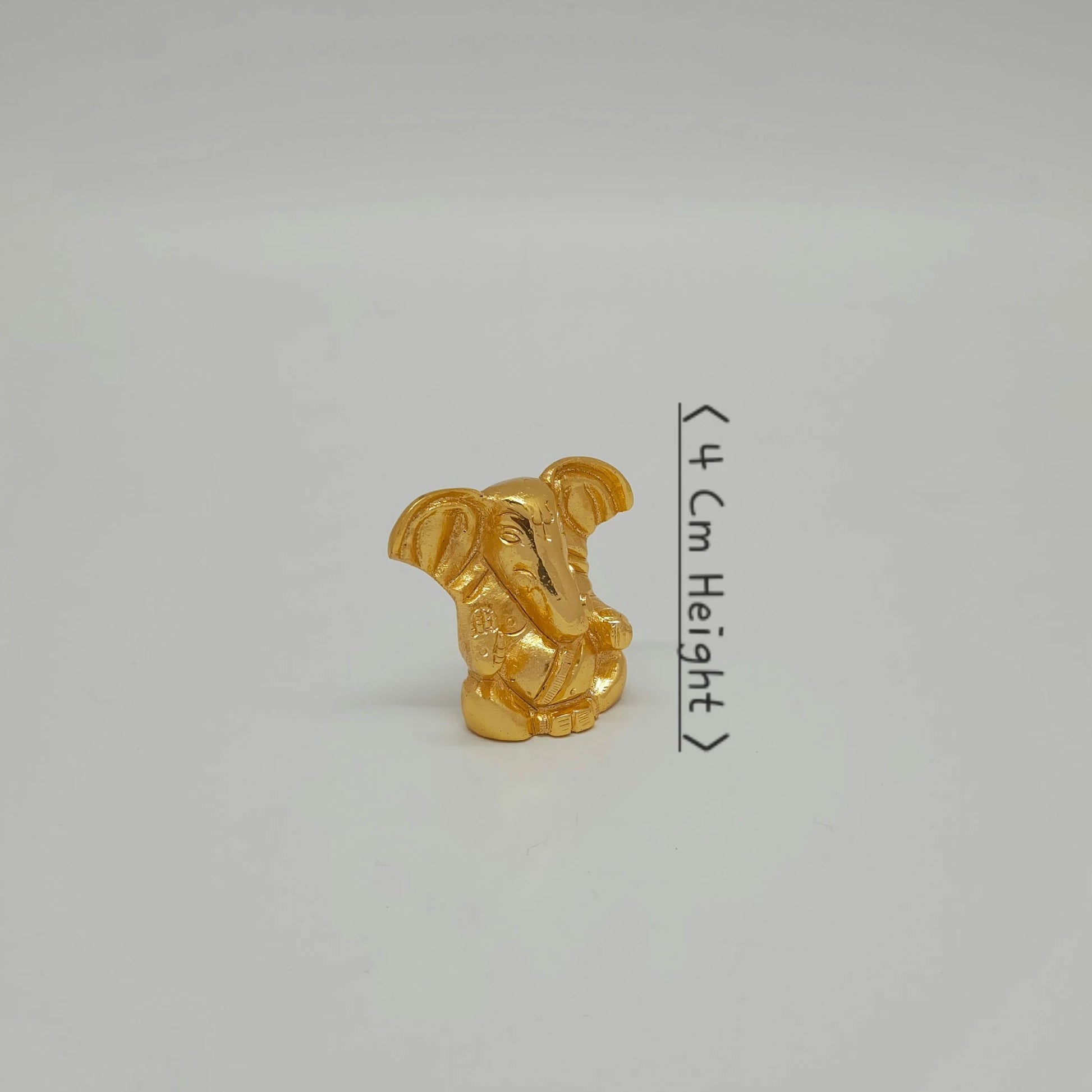 Premium brass miniature ganesha abstract murti 4cm gold polish 45 degree right side angle profile view