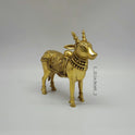 Premium Brass Nandi Statue sacred bull 22cm front straight view showing detailed face and neck collars