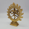 Premium Brass Lord Nataraja statue 6 inch 15cm back view showing reverse of the fanned hair jatas and rectangular peedam base