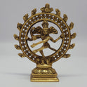 Premium Brass Lord Nataraja cosmic dance statue with openwork lattice thiruvasi arch 6 inch 15cm height 12.5cm length front profile size guide