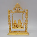 Premium Brass Radha Krishna Jhula swing murti 25cm back view showing rear arch and solid metal casting structure