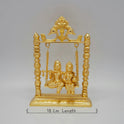 Premium Brass Radha Krishna Jhula swing murti 25cm height 18cm length 6cm depth front straight view measurements size guide