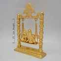 Premium Brass Radha Krishna Jhula swing murti 45-degree angle back view showing hanger frame
