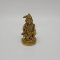 Front straight profile view of the 2.5 inch premium solid brass seated Abhaya Anjaneyar Hanuman statue showing the antique finish layout and blessing hand.
