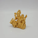 Premium Brass Shiva Parivar family statue 4 inch 9.5cm 45 degree front right corner view focusing on goddess parvati and seated nandi bull